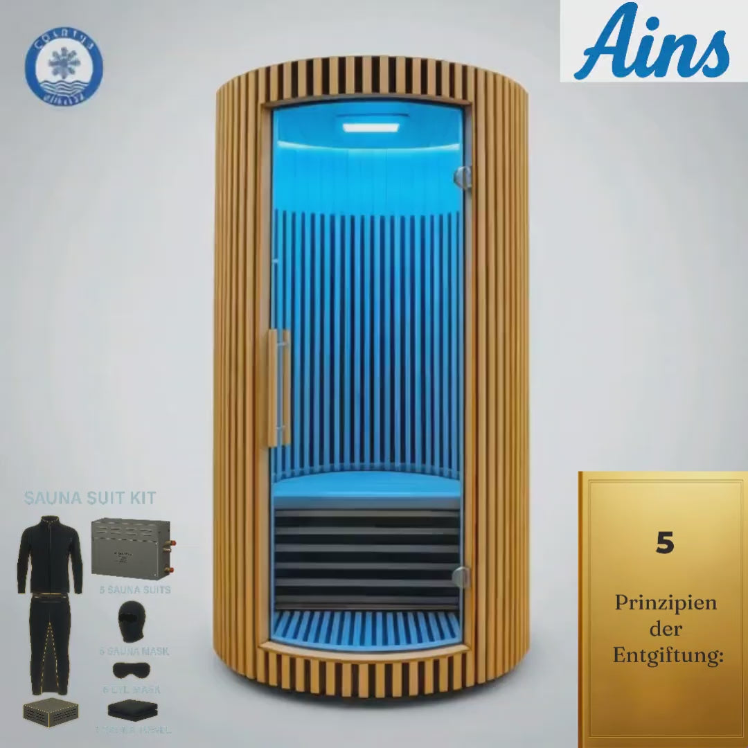 INFRAROT-DAMPF-INNENSAUNA — INKLUSIVE DAMPFGENERATOR, FÜNF SAUNA-ANZÜGE, FÜNF SAUNA-MASKEN, ZWEI AUGENMASKEN, ZWEI SMART-FLASCHEN & SAUNA-HANDTUCH-SET — UNTERSTÜTZT ENTGIFTUNG, KALORIENVERBRENNUNG, STOFFWECHSELBOOST & GEWICHTSVERLUST — KOMPLETTES KÖRPERFO