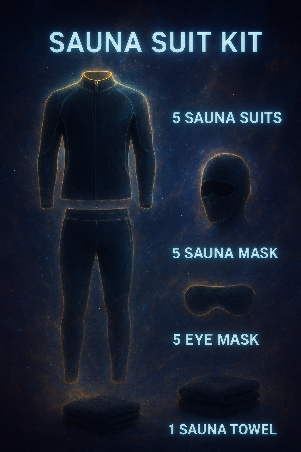 INFRAROT-DAMPF-INNENSAUNA — INKLUSIVE DAMPFGENERATOR, FÜNF SAUNA-ANZÜGE, FÜNF SAUNA-MASKEN, ZWEI AUGENMASKEN, ZWEI SMART-FLASCHEN & SAUNA-HANDTUCH-SET — UNTERSTÜTZT ENTGIFTUNG, KALORIENVERBRENNUNG, STOFFWECHSELBOOST & GEWICHTSVERLUST — KOMPLETTES KÖRPERFO